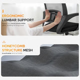 BestOffice | Ergonomic Office Chair | Mid-Back Swivel Desk Chair | Breathable Backrest & Lumbar Support | Adjustable Height | Sponge Seat | Rolling Wheels | Dark Black | for Adults & Women BestOffice