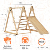 Avenlur 4-in-1 Juniper Indoor Play Gym - Jungle Gym Playset with Baby Swing, Slide, Ladder, and Climbing Wall - Foldable Wooden Playset - Indoor Jungle Gym for Kids Ages 18mo to 6yrs Avenlur