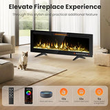 Riseon 36''Smart WiFi Electric Fireplace Heater,Recessed and Wall Mounted Freestanding Linear Fireplace,Ultra-Thin Wall Fireplace with 13 Adjustable Flame Color & 5 Brightness,Remote Control,1500/750W Riseon