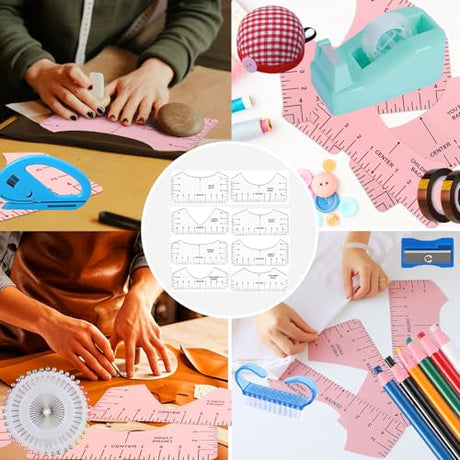 XEUZK Sublimation Shirts Tool Kits With 8 T Shirt rulers, 3Pack Teflon Sheet for Heat Press 12*16in, Heat Resistant Gloves With Silicone Bumps, 2 Rolls Heat Resistant Tape & Sublimation pencil (Blue) XEUZK