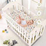 Wowelife Safari Crib Bedding Set, Mini Crib Bedding Set Boy 3-Piece Mini Crib Comforter Set, Nursery Bedding Sets for Boys Include Crib Comforter, Skirt and Sheet, Brown Wowelife