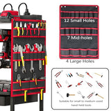 Luffioner Power Tool Organizer Cart with 8 Outlets Charging Station, Tools Storage Cart with DIY Drawer, Wheels, Power Strip, Utility Rack for Power Tools, Batteries, Wrench, Repair Tools (Red) Luffioner