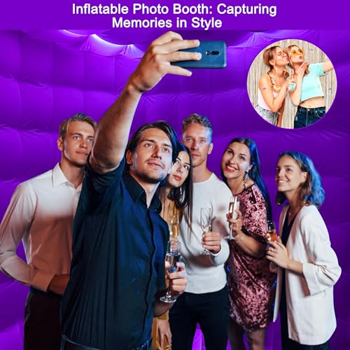 CZGBRO Inflatable Photo Booth, Portable Photo Booth Enclosure Tent for Weddings Parties Events Birthday Shows Bars, 8 Pieces of Inflatable Props(Black, 10'x10'x9', 2 Doors) CZGBRO