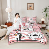 Feelyou Cow Bedding Set for Girls Boys Pink Milk Cow Comforter Set Cute Animal Comforter Room Decor Farmhouse Duvet Set Queen Size Quilt Boys Feelyou