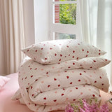 Bildenly Heart Comforter Set Full Size 3 Pieces Red Pink Heart Comforter Bedding Set for Girls Kids Cute Love Hearts Bed in A Bag Bedding with 2 Pillowcases for All Seasons Bildenly