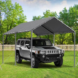 Carport, 10x20ft Heavy Duty Portable Garage, Car Port with Storage Shed, Car Canopy Car Tent with Steel Frame All-Season Tarp for Car, Truck, Boat, Party, Grey TANGJEAMER