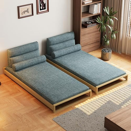 Mid-Century Modern Comfortable Sleeper Sofa Bed for Living Room and Bedroom, Convertible Design for Small Spaces, 82.67”Wx77.16”D Futon Couch with Removable Linen Foam Cushions & Wood Frame, Gray NessCarsti