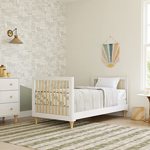 Babyletto Lolly 4-in-1 Convertible Mini Crib and Twin Bed with Toddler Bed Conversion Kit in White and Natural, Greenguard Gold Certified babyletto