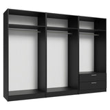 Madesa 6 Doors 2 Drawers Wardrobe Set Armoire Closet Bedroom Storage Cabinet with Shelves and Hanging Space 94" L Wooden Clothing Organizer Unit (Black) Madesa