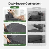 MEGAYES 4-in-1 Folding Sofa Bed Convertible Chair Couch Foldable Chaise Lounger & Mattress Pocket Coils+Foam Fill, Portable No Assembly Boneless Sofa Floor Futon for Living Room/Bedroom, Gray Single MEGAYES