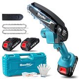 Seesii Mini Chainsaw Cordless 6-inch, Handheld Electric Power Chain Saw with 2 Batteries, for Tree Trimming Wood Cutting, Best Gifts for Dad, Husband Seesii
