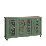 LIVILAND 63" Vintage Style Wood Kitchen Accent Buffet Sideboard Cabinet - Green LIVILAND