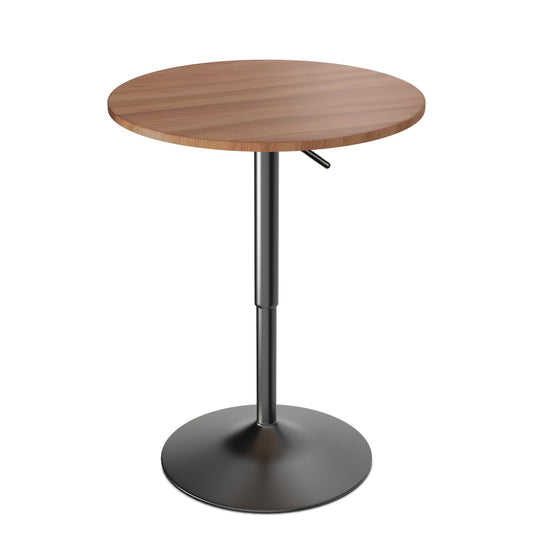 Athena Collection Round Bar Table,Adjustable Height Pub Table and 360°Swivel Bistro Table, High Top Table with MDF Desktop,Cocktail Table for Bar/Pub/Bistro (Brown Wood)