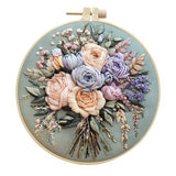 yzARTche Floral Flowers Embroidery Kit for Beginners, Bouquet Pattern Cross Stitch Kits with Hoop, Yarns, Instruction and Threader Tools-3PCS Bouquet-C