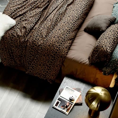 mixinni Animal Cheetah Comforter Set King 3 Pieces Leopard Print Comforter Sexy Soft Fluffy Brown/Black Floral Printed Pattern Bed Set with 2 Pillowcases for All Season-King Size mixinni