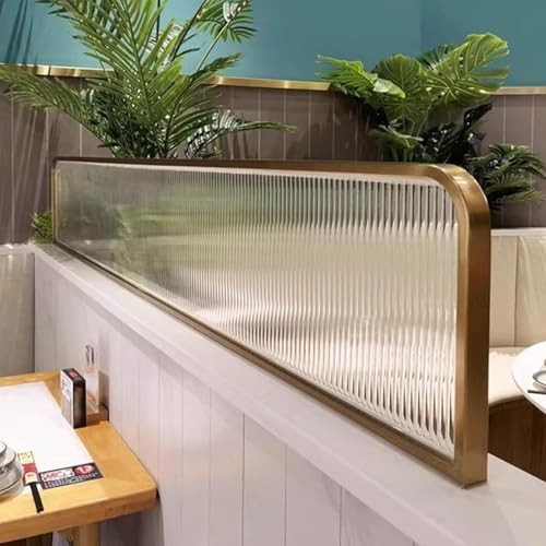 Countertop Low Fence Divide, Restaurant Decorative Partitions Grille,Dividers for Dining Areas,Gold Stainless Steels Frame Tempered Glass Panel, for Office, Restaurant, Hotel Bar (39.4 * 11.8IN) HLHHDFC