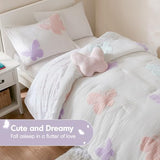 Intelligent Design Kids Rio Twin Comforter Set – Girls’ Reversible Tufted Chenille Bedding with Pastel Purple Butterflies and Pink Dot, 3pcs Intelligent Design