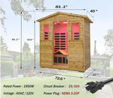 LTCCDSS Full Spectrum Outdoor Far Infrared Sauna 3-Person - Low EMF Sauna for Home - Near&Mid-IR Light, Bluetooth Speakers, LED Reading Lamps, Blundled Steam Sauna (81.1 * 45 * 83.5 inch LTCCDSS
