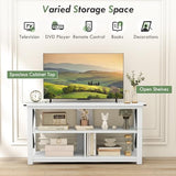 Tangkula Wood TV Stand with Open Shelves and X-shaped Frame, 3 Tier Entertainment Center for 55-Inch TV, Farmhouse TV Console Table, Open TV Stands for Living Room Bedroom (White) Tangkula