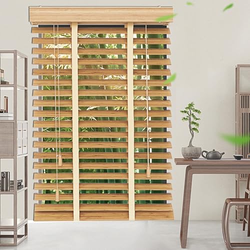 2" Slats Bamboo Blinds for Windows Blackout Shades Horizontal Window Blinds W20-72" H48 60" 64" 72" Blinds for Light ControlInside/Outside Mount Shades, Cordless(72" W x48 H) WoodArtSupply