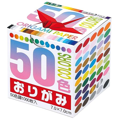 Toyo Thousand Paper Cranes Origami 7cm, 50 Colors, 1000 Sheets Toyo