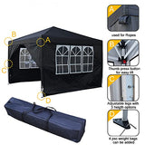 Panana Pop Up Gazebo 10''x10'' Waterproof Outdoor Garden Marquee Awning Party Tent Canopy and Carry Bag 3 X 3m (Black) Panana