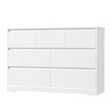 FACBOTALL Dresser for Bedroom, Modern White Dresser, Wood Chest of Drawers Nursery Dresser with Storage, 7 Drawer Double Dresser with Handle Free, Large Storage Dresser Organizer for Living Room,White FACBOTALL