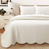 Cozy Line Home Fashions 100% Cotton Medallion Off White Matelasse Embossed Bedding Quilt Set, Reversible Lightweight Bedspread, Coverlet for All Season (Blantyre - Ivory, King - 3 piece) Cozy Line Home Fashions
