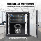 VEVOR 9U Wall Mount Network Server Cabinet, 15.5'' Deep, Server Rack Cabinet Enclosure, 200 lbs Max. Ground-Mounted Load Capacity, with Locking Glass Door Side Panels, for IT Equipment, A/V Devices VEVOR