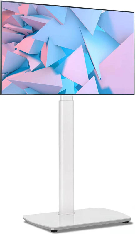 YOMT Universal TV Floor Stand with Mount for 27-70 Inch LCD LED OLED TVs, Swivel Height Adjustable Tall TV Stand, Space Saving Design for Corner Bedroom Living Room, White YOMT