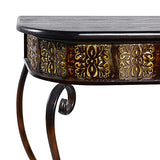 Deco 79 Metal Floral Embossed 1 Shelf Console Table with Ornate Scroll Legs, 43" x 14" x 32", Brown Deco 79