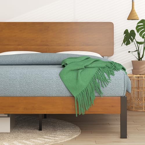 Zinus Olivia Sustainable Bamboo and Metal Queen Platform Bed Frame - No Box Spring Required - WoodArtSupply