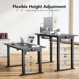 HUANUO 4 Legs Standing Desk Frame, Dual Motor Height Adjustable Electric Sit Stand Desk Frame for Home & Office, Heavy Duty Steel, Memory Controller, Frame Only, Black HUANUO