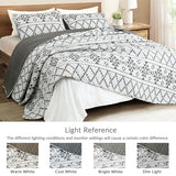 Whale Flotilla Twin Quilt Set - Reversible White Quilts Twin Size with 1 Pillow Sham, Lightweight Boho Striped Bedspreads Coverlet Bedding Set for All Seasons Whale Flotilla