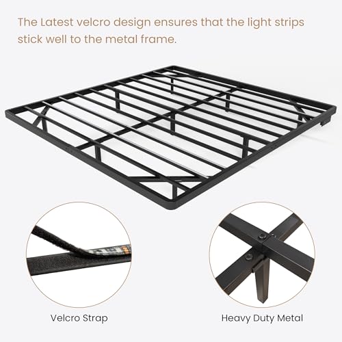 SHA CERLIN Floating Bed Frame King Size with Smart LED Lights and Charging Station, Heavy Duty Metal Platform Bed with Modern Design,No Box Spring Needed, Easy Assembly, Matte Black SHA CERLIN