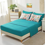 DHSFKBE Boho Comforter Set Twin - 5 Pieces Bed in a Bag Floral Medallions Design, Bohemian Comforter Set with Sheets, Soft Microfiber Complete Bedding Sets All Season (Teal Blue, Twin) DHSFKBE