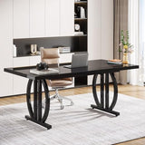 Tribesigns Computer Home Office Desk,Executive Desk,63 inch Large Modern Computer Desk with Metal Geometric Base,Conference Table,Black Tribesigns