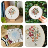 CRAFT CLUB Buzzing Bouquet Embroidery Kit | DIY Cross Stitch Craft Kit with Bamboo Hoop & Embroidery Thread Packs | Complete Arts & Crafts Supplies Gift Set for Beginners | Home & Room Décor Art Kit