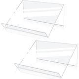 Kamehame Book Stands for Display, 2 Pack Slightly Elevated Clear Acrylic Book Display Stand with 1.5" Ledge, Book Easel Anti-slip Border for Handwriting Reading Art and Laptop, 12"x8.5"x5.1" Kamehame