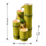 Haobos Tiered Bamboo Appearance Column Tabletop Fountain Relaxation Desktop Waterfall Fountain, 10.6 Inch Tall Simulation Natural Bamboo Cascading Fountain Decorate for Home/Office Haobos