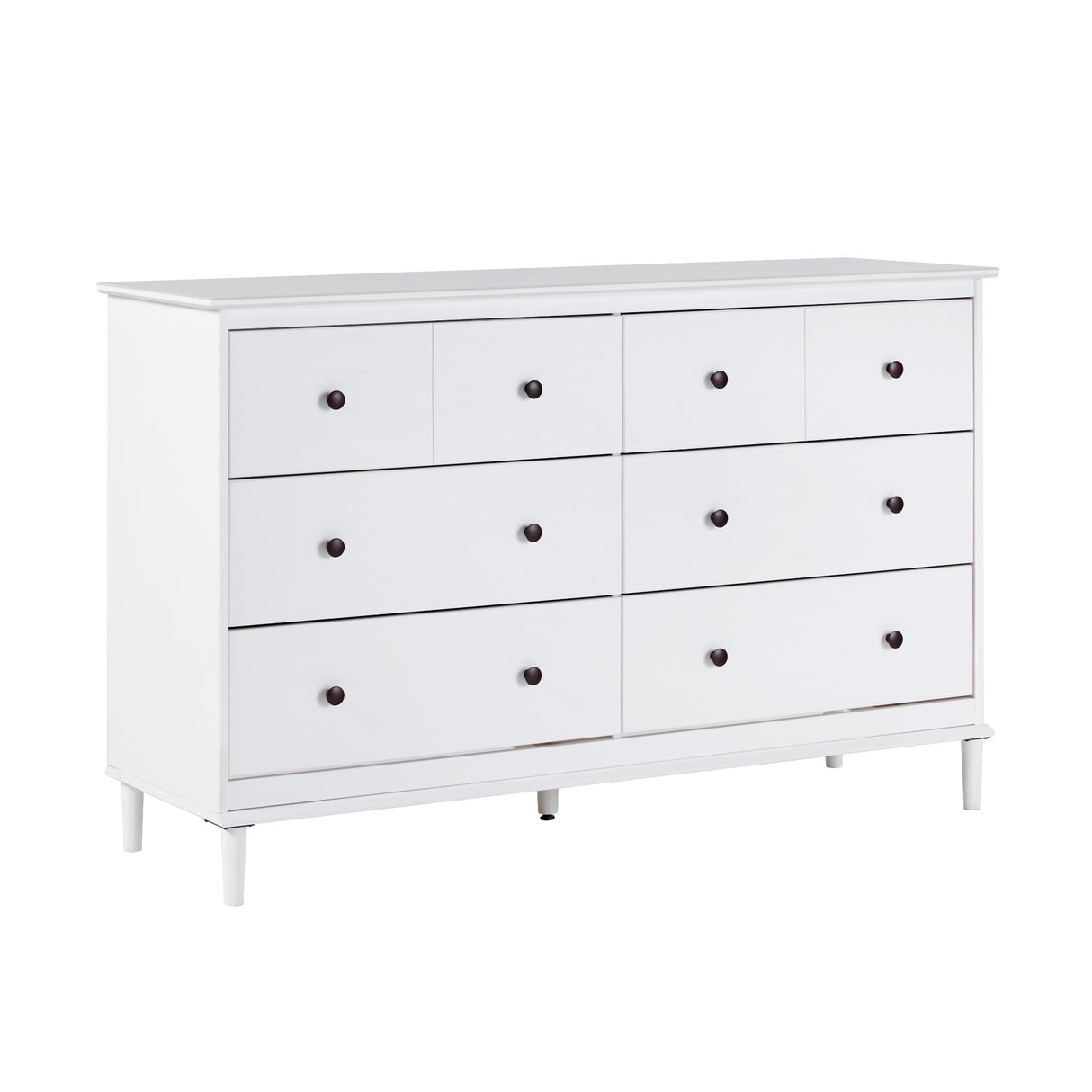 Walker Edison Modern 6-Drawer Solid Wood Dresser Bedroom Storage, 57 Inch, White Walker Edison