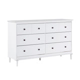 Walker Edison Modern 6-Drawer Solid Wood Dresser Bedroom Storage, 57 Inch, White Walker Edison