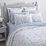 Laura Ashley Home - Queen Quilt Set, Reversible Cotton Bedding with Matching Shams, Pre-Washed Home Decor for Added Softness (Flora Blue, Queen) Laura Ashley