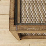 Nathan James 33301 Hayes Solid Wood Nightstand, Bedside, End or Side Table in Light Brown Wood Finish & Glass Top with Open Storage Shelf, 18 in x 18 Nathan James