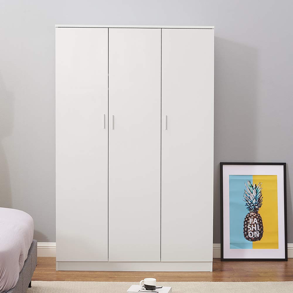 Panana 3 Door Armoires Wardrobe Closet with Clothes Hanging Rail, 6 Storage Shelves Cupboard Unit Bedroom Furniture Panana