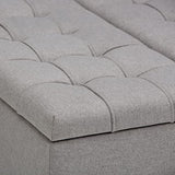 SIMPLIHOME Harrison 36 inch Wide Transitional Square Coffee Table Storage Ottoman in Dove Grey Linen Look Fabric, Assembled, for the Living Room and Bedroom SIMPLIHOME