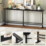 YATINEY 70.9" Console Table with Adjustable Height (27.6"-35.4") and Power Outlet, Skinny Behind Couch Table, Narrow Long Sofa Table for Living Room, Hallway, Entryway, Black CT08UBB YATINEY
