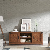 T4TREAM Farmhouse TV Stand for TVs Up to 75 inches, Wood Barn Door Media Television Console Table with Storage Cabinets, Easy Assembly Modern Entertainment Center for Living Room, Reclaimed Barnwood T4TREAM