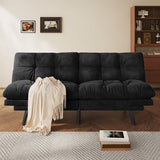YITAHOME Futon Sofa Bed with 3-Position Adjustable Backrest & Armrests, Upholstered Loveseat Couch Bed, Expandable Foldable Design for Living Room, Bedroom, Small Apartments, Black YITAHOME
