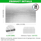 16P Garage Door Insulation Panels Kit 0.24' Thick Double Bubble Reflective Aluminum Foil Sheet Thermal Insulation Shield 120 Tapes Winter Clod and Summer Heat for Attic, Garage, Wall (24'' x 48'') MYFAMIREA